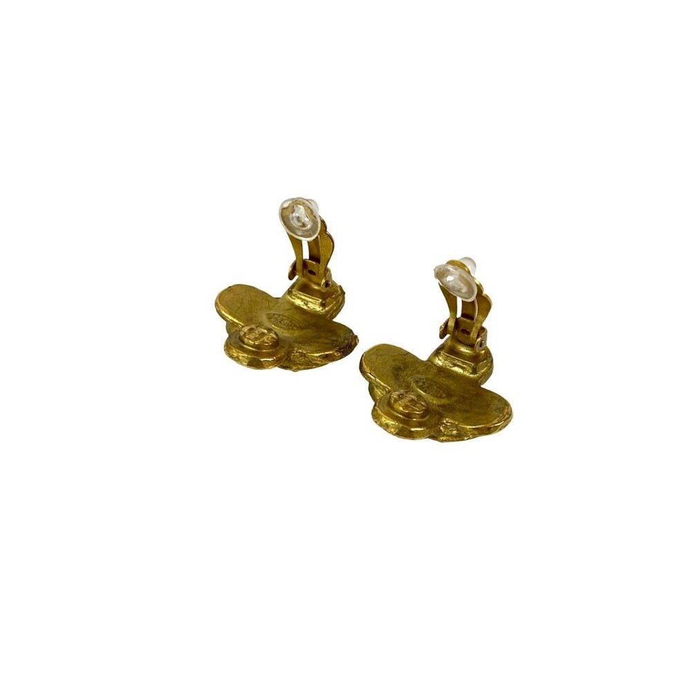 CHANEL Authentic Vintage Gold Logo Earrings - Picture 4 of 6